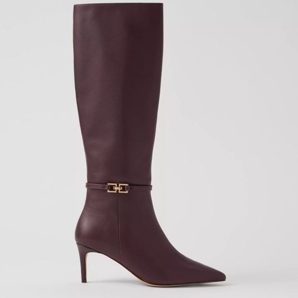 Ann Taylor Shoes - NWT Ann Taylor Rich Cranberry Chain Wrap Leather Boot